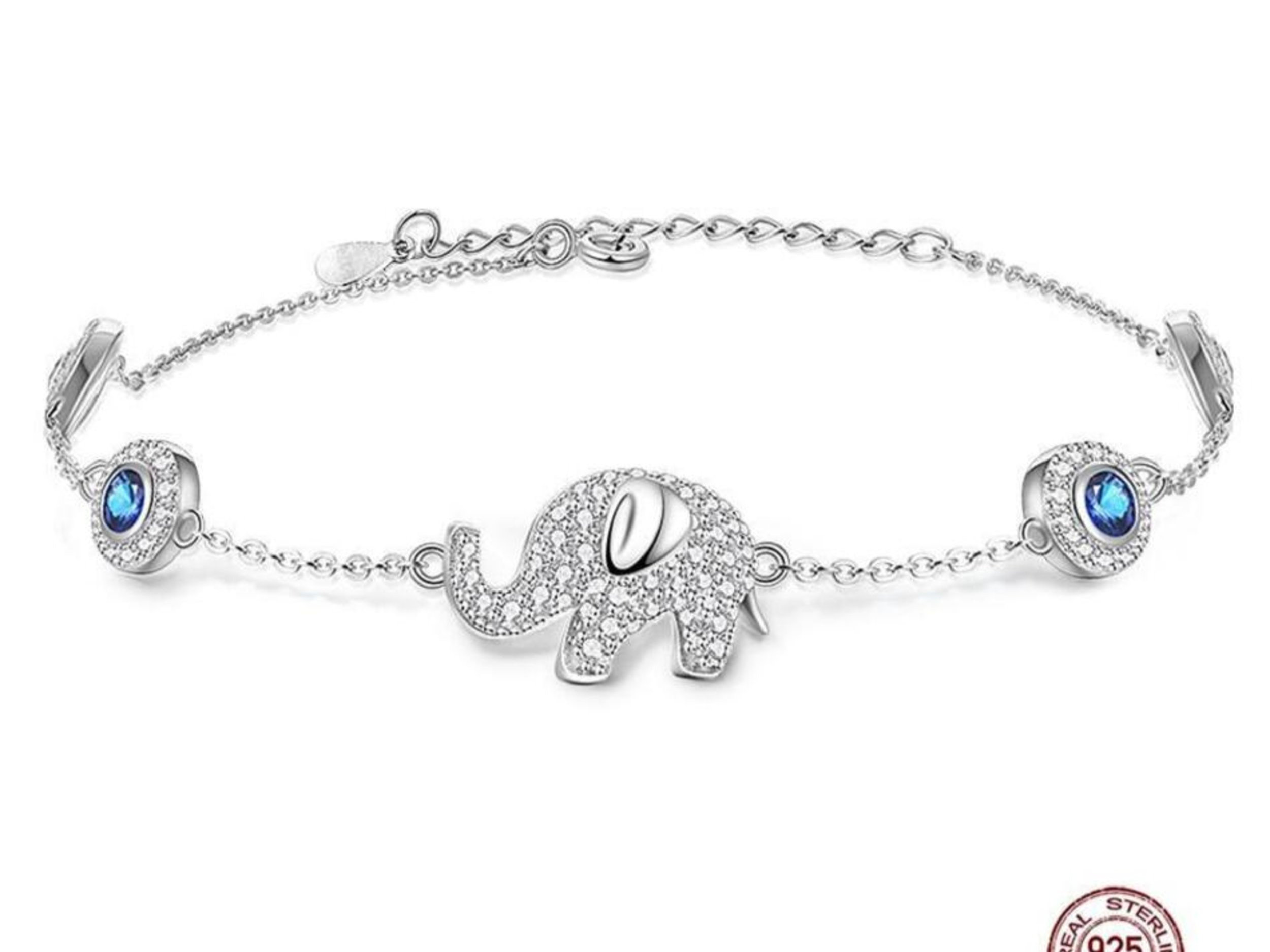Evil Eyes with Elephants Silver Bracelet